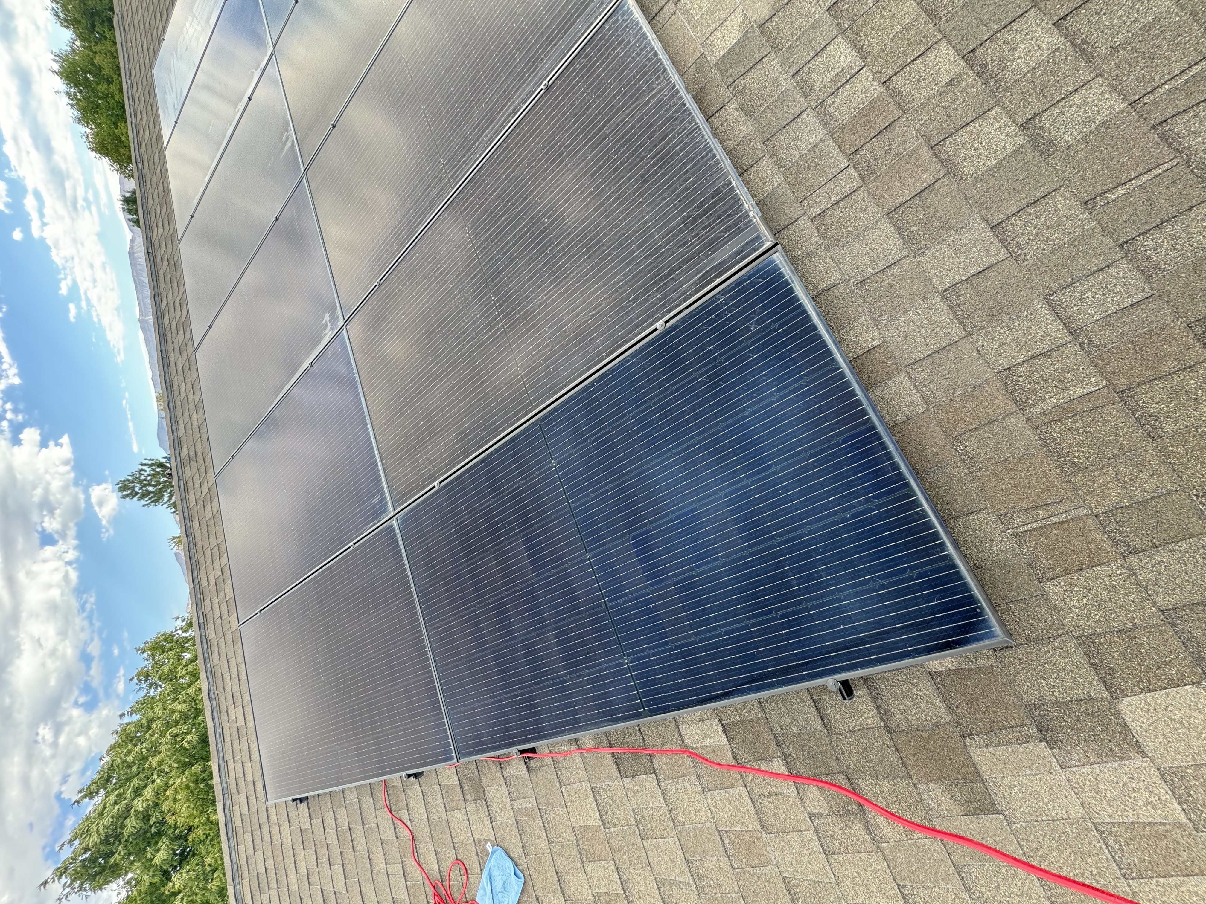 Dirty solar panels before cleaning